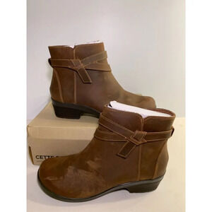 .4180 Clarks Angie Spice, Dark/Tan Leather-US 9.5 Womens